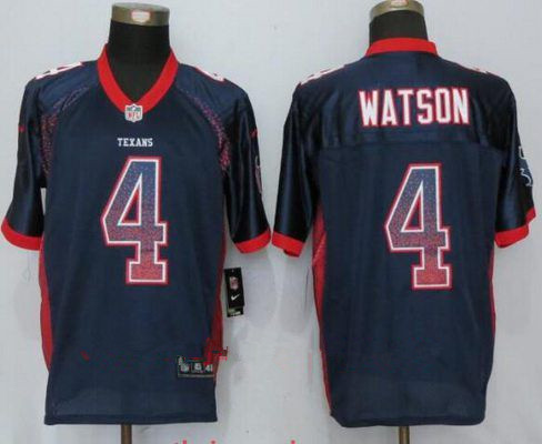 [FULLY STITCHED] #4 Houston Texans Deshaun Watson Navy Blue Drift Limited Football Jersey 