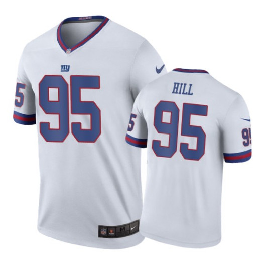[FULLY STITCHED] #95 New York Giants Bj Hill Color Rush White Limited Football Jersey 