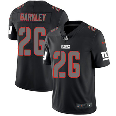 [FULLY STITCHED] #26 New York Giants Saquon Barkley Black Rush Impact Limited Football Jersey 