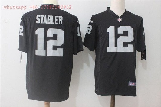 [FULLY STITCHED] #12 Las Vegas Raiders Ken Stabler Black Limited Football Jersey 