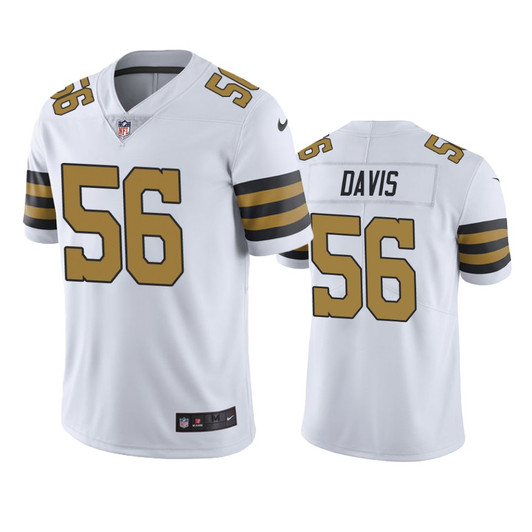 [FULLY STITCHED] New Orleans Saints Demario Davis White Color Rush Limited Football Jersey 