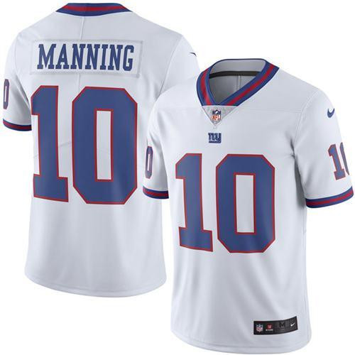 [FULLY STITCHED] #10 New York Giants Eli Manning White Rush Limited Football Jersey 