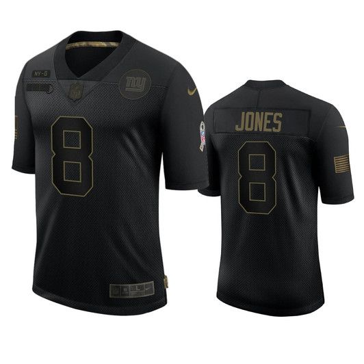 [FULLY STITCHED] New York Giants Daniel Jones Black 2020 Salute To Service Limited Football Jersey 