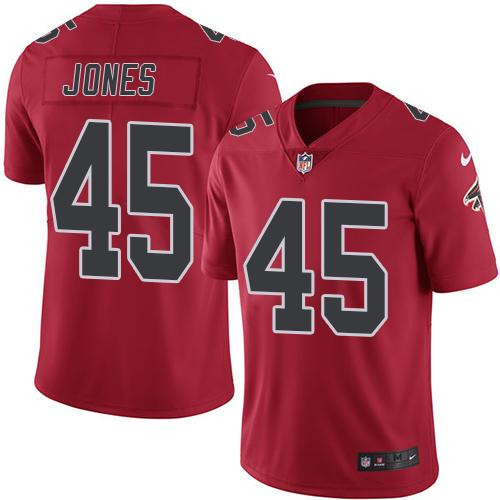 [FULLY STITCHED] #45 Atlanta Falcons Deion Jones Red Rush Limited Football Jersey 