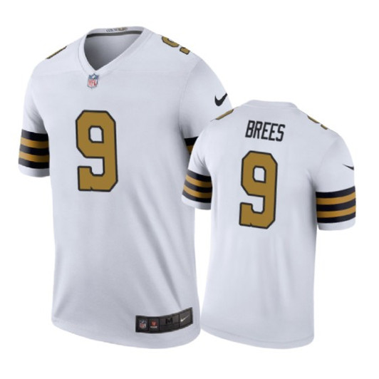 [FULLY STITCHED] #9 New Orleans Saints Drew Brees Color Rush White Limited Football Jersey 