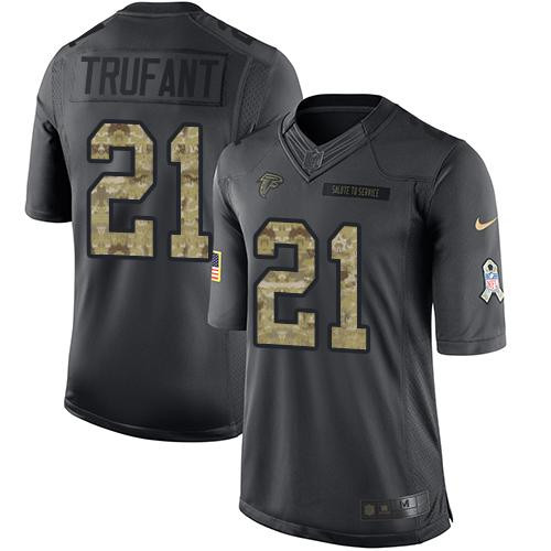 [FULLY STITCHED] #21 Atlanta Falcons Desmond Trufant Black 2016 Salute To Service Limited Football Jersey 