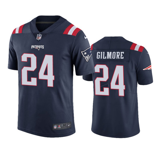 [FULLY STITCHED] New England Patriots Stephon Gilmore Navy Color Rush Limited Football Jersey 