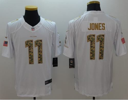 [FULLY STITCHED] #11 Atlanta Falcons Julio Jones White Salute To Service Limited Football Jersey 