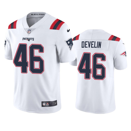 [FULLY STITCHED] New England Patriots James Develin White 2020 Limited Football Jersey 