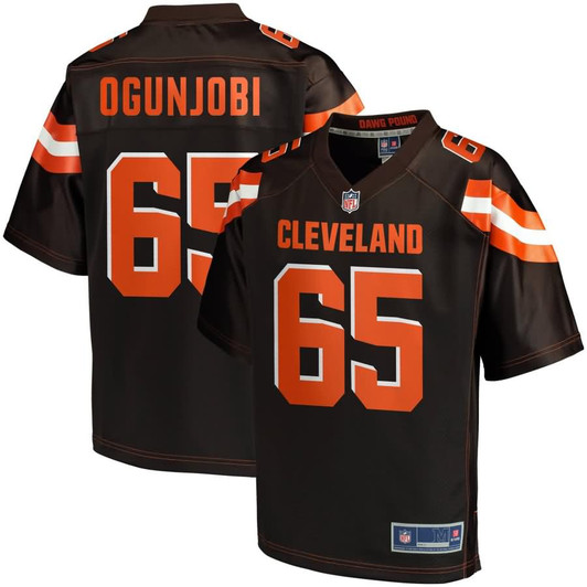 [FULLY STITCHED] Cleveland Browns Larry Ogunjobi American Brown Limited Football Jersey 