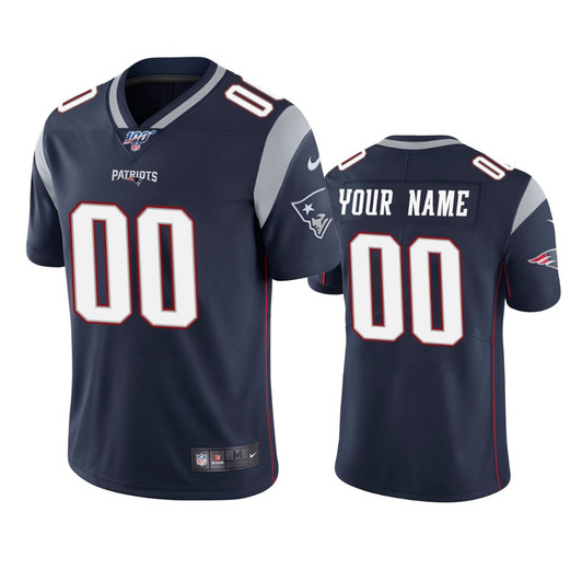 [FULLY STITCHED] New England Patriots Navy 100th Season Limited Football Jersey 