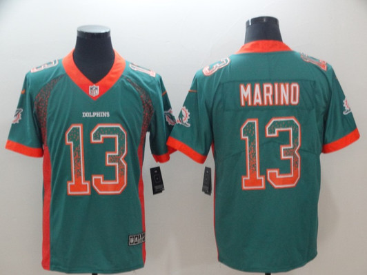 [FULLY STITCHED] #13 Miami Dolphins Dan Marino Aqua Green Style 5 Limited Football Jersey 