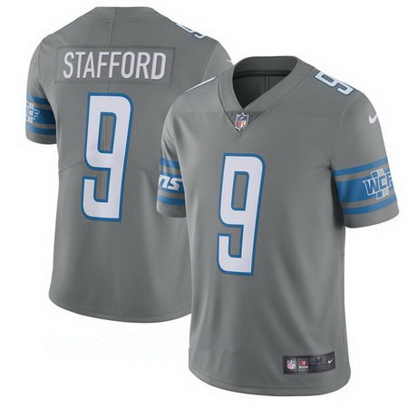 [FULLY STITCHED] #9 Detroit Lions Matthew Stafford Gray Limited Football Jersey 