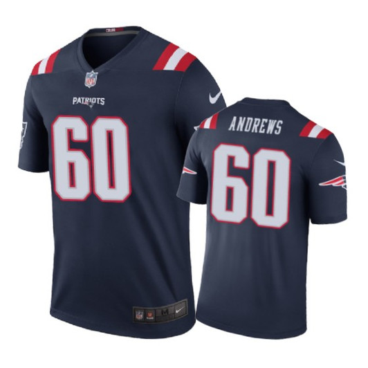 [FULLY STITCHED] #60 New England Patriots David Andrews Color Rush Navy Limited Football Jersey 