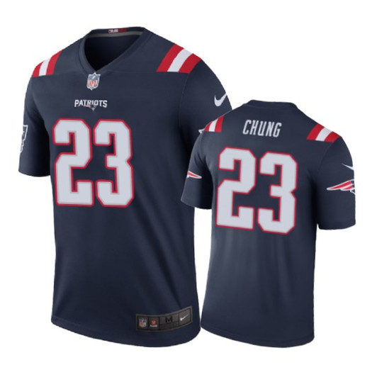 [FULLY STITCHED] #23 New England Patriots Patrick Chung Color Rush Navy Limited Football Jersey 