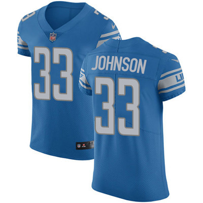 [FULLY STITCHED] #33 Detroit Lions Kerryon Johnson Blue Style 2 Limited Football Jersey 