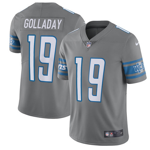 [FULLY STITCHED] #19 Detroit Lions Kenny Golladay Gray Limited Football Jersey 