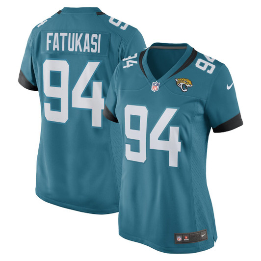 [FULLY STITCHED] Jacksonville Jaguars Folorunso Fatukasi Teal Style 2 Limited Football Jersey 