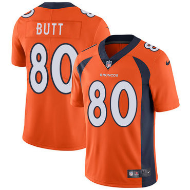 [FULLY STITCHED] #80 Denver Broncos Jake Butt Orange Limited Football Jersey 