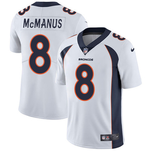 [FULLY STITCHED] #8 Denver Broncos Brandon Mcmanus White Limited Football Jersey 