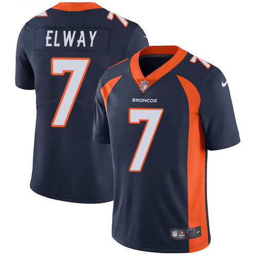 [FULLY STITCHED] #7 Denver Broncos John Elway Navy Blue Alternate Limited Football Jersey 