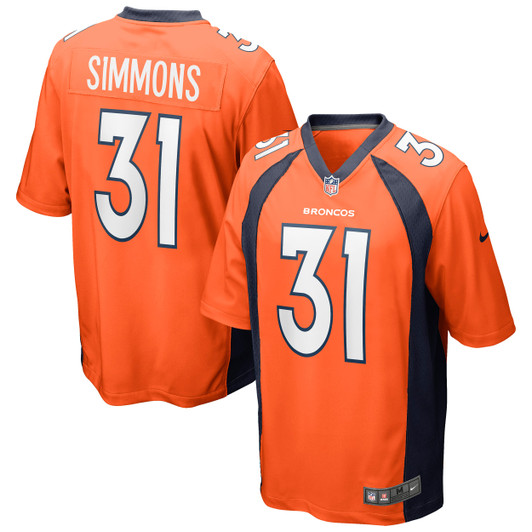 [FULLY STITCHED] Denver Broncos Justin Simmons Orange Style 12 Limited Football Jersey 