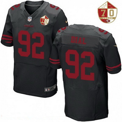 [FULLY STITCHED] #92 San Francisco 49ers Quinton Dial Black Color Rush 70th Anniversary Patch Limited Football Jersey 