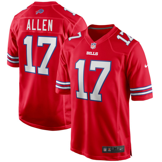 [FULLY STITCHED] Buffalo Bills Josh Allen Red Alternate Style 3 Limited Football Jersey 