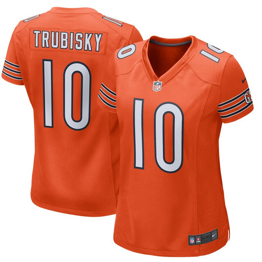 [FULLY STITCHED] Chicago Bears Mitchell Trubisky Alternate Orange Limited Football Jersey 