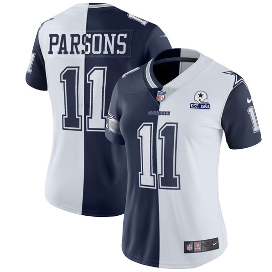 [FULLY STITCHED] Dallas Cowboys Split White Navy Est 1960 Patch Limited Football Jersey 