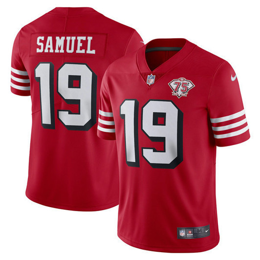 [FULLY STITCHED] San Francisco 49ers 75th Anniversary Throwback Scarlet Limited Football Jersey 