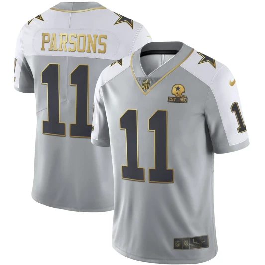 [FULLY STITCHED] Dallas Cowboys Gray Gold Est 1960 Patch Limited Football Jersey 