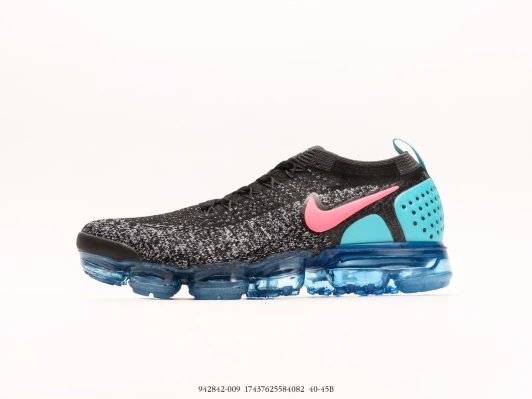 Nike Air VaporMax Flyknit 2 Black Pink Teal Running Shoes 942842-009
