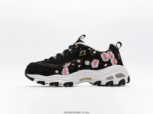 Skechers Women's Sneakers Black Cherry Blossom Embroidered