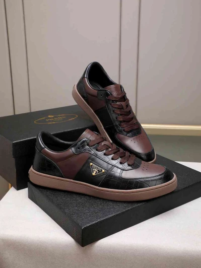 Prada Sneakers Brown Black Crocodile Trim