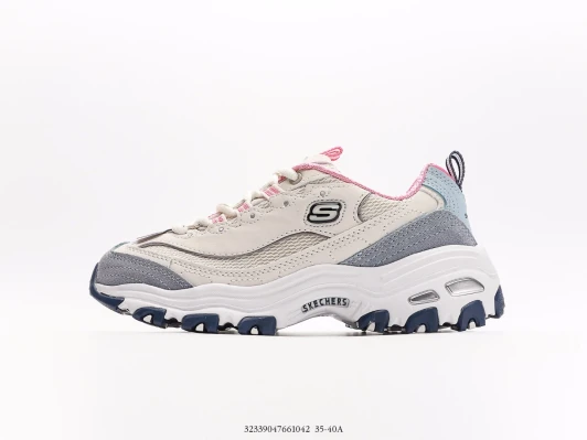 Skechers D'Lites Chunky Sneakers Cream Blue Pink S433443