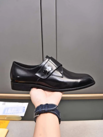 Louis Vuitton Monk Strap Dress Shoes Black Leather