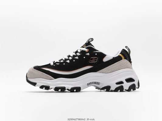Skechers D'Lites Chunky Sneakers Black Beige Gold