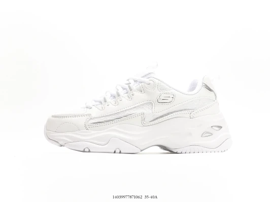 Skechers Women's White Leather Chunky Sneakers 2