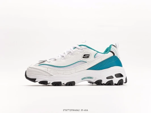 Skechers D'Lites White Teal Chunky Sole Sneakers