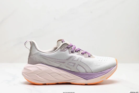 Asics Running Shoes Light Grey Purple Textile Distinctive Sole