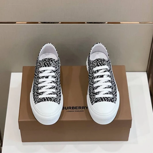 Burberry Canvas Sneakers Black Monogram Low Top