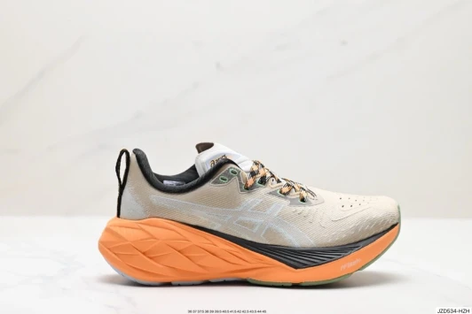 Asics Running Shoes Beige Orange Synthetic Mesh