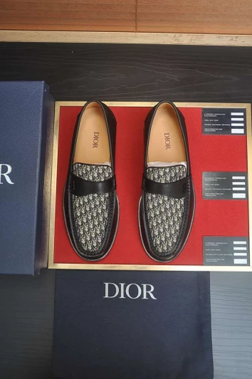 Dior Loafers Black Monogram Leather Moc Toe