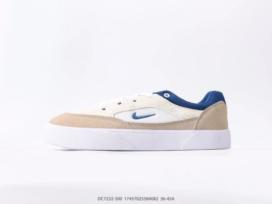 Nike SB Suede Canvas Low Top Trainers Beige Blue DC7232