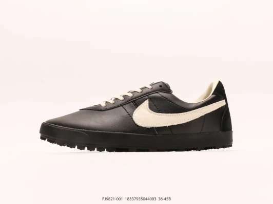 Nike Sneakers Black Leather Contrast Swoosh FJ9821-001