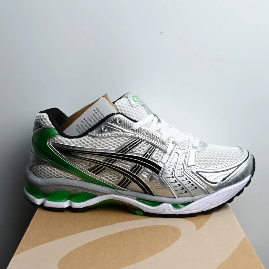 ASICS Running Shoes White Silver Green Mesh