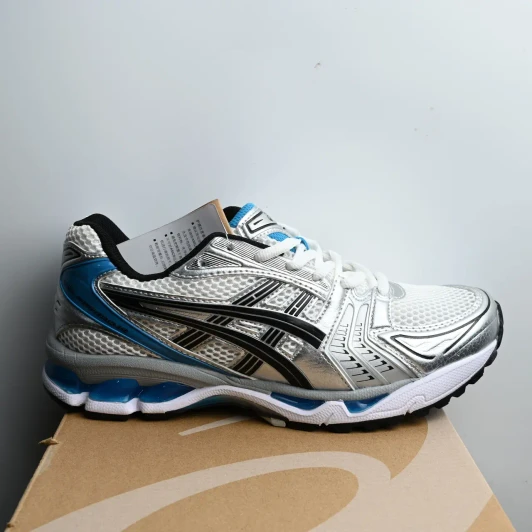 Asics Running Shoes Silver Black Blue Mesh