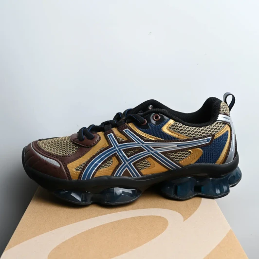 Asics GEL-QUANTUM LINETIC Brown Blue Gold Mesh Athletic Shoes
