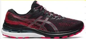 Asics Running Shoes Black Red Knit Lace-Up
